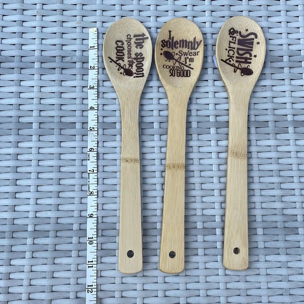 NEW- Wizard's Kitchen Spoons- 3 Piece Bamboo Spoon Set